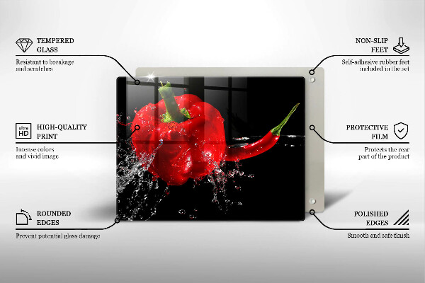 Induction hob protector Red peppers in water
