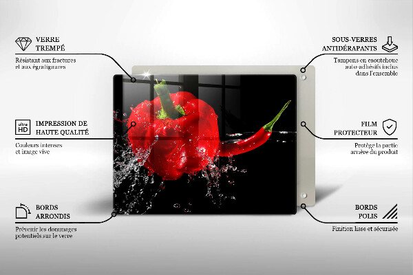 Induction hob protector Red peppers in water