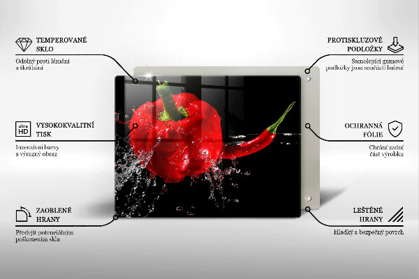 Induction hob protector Red peppers in water