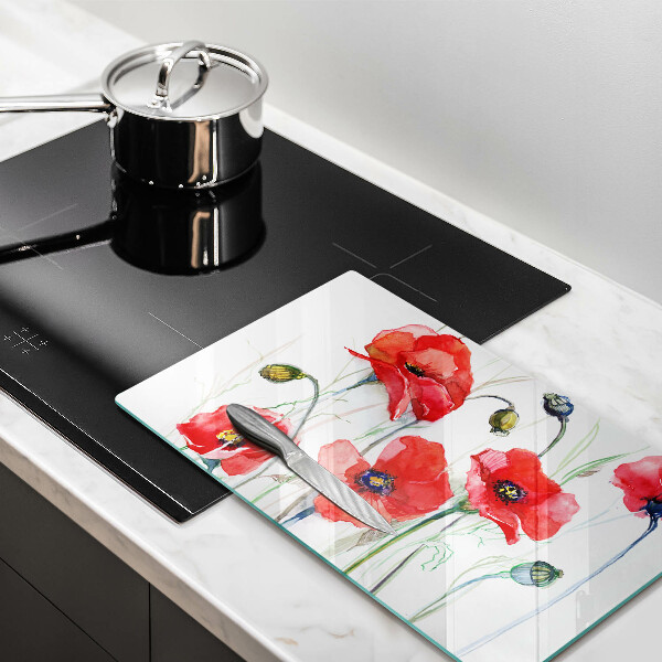 Induction hob protector Red flowers
