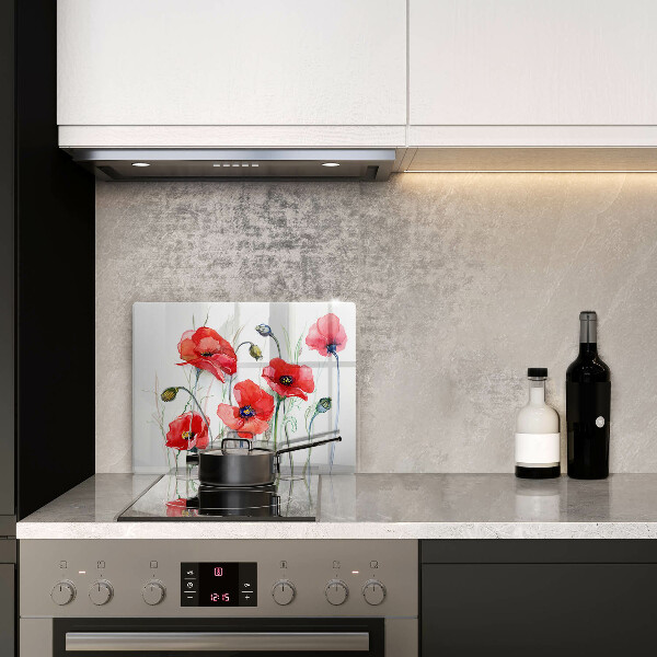 Induction hob protector Red flowers