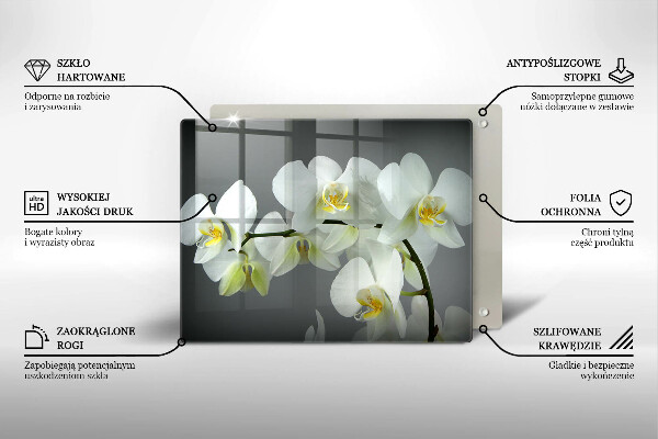 Induction hob protector White orchid flowers