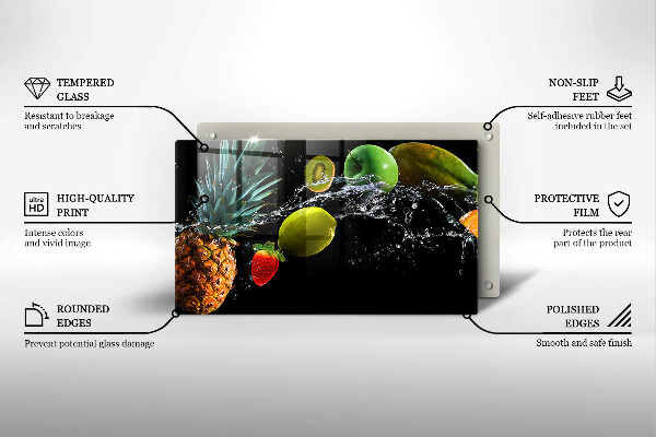 Glass worktop saver Fruits in water