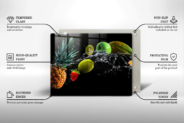 Glass worktop saver Fruits in water