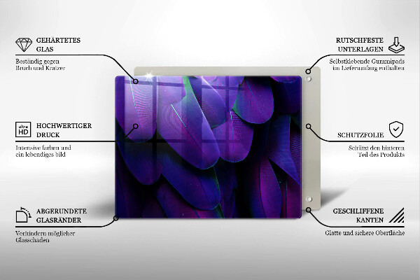 Glass worktop saver Neon feathers