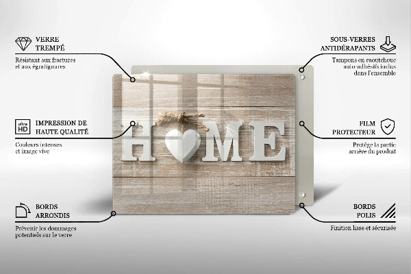 Induction hob protector Boards and the inscription Home