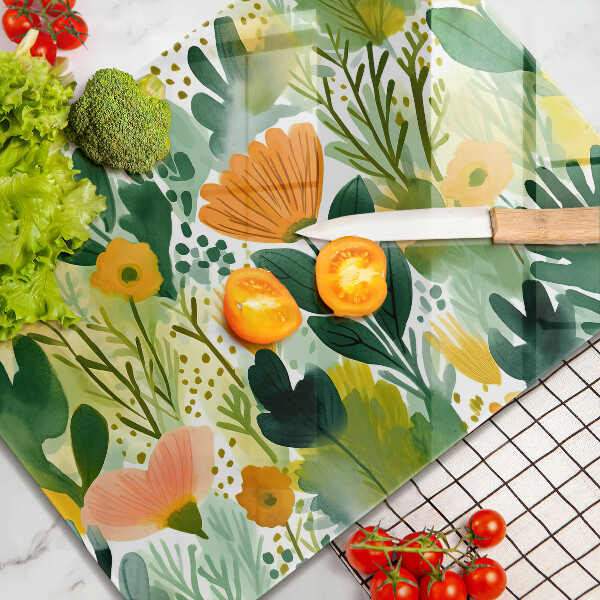 Glass worktop saver Painted flowers