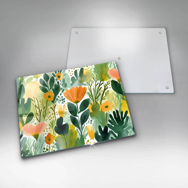 Glass worktop saver Painted flowers