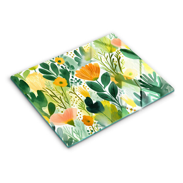 Glass worktop saver Painted flowers