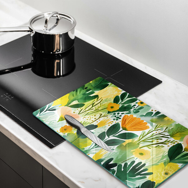 Glass worktop saver Painted flowers