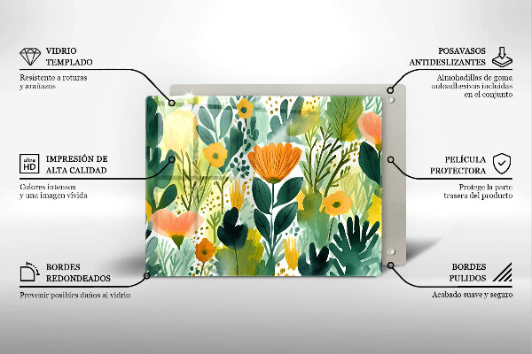 Glass worktop saver Painted flowers