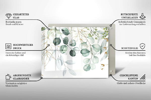 Glass worktop saver Painted plants