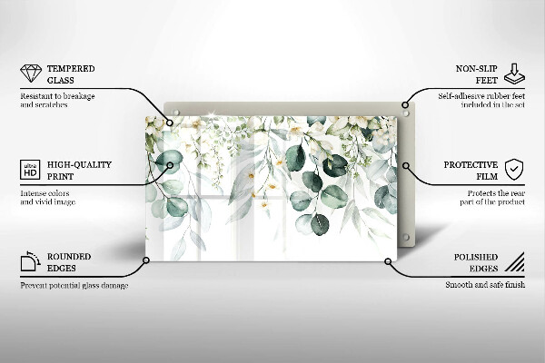 Glass worktop saver Watercolor plants