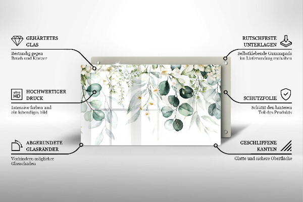 Glass worktop saver Watercolor plants