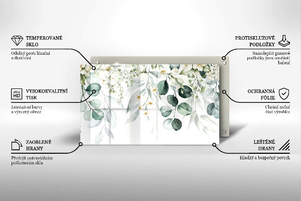 Glass worktop saver Watercolor plants