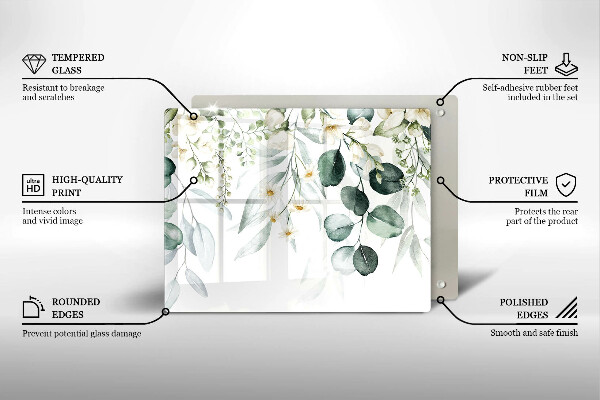 Glass worktop saver Watercolor plants