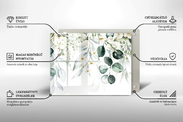 Glass worktop saver Watercolor plants