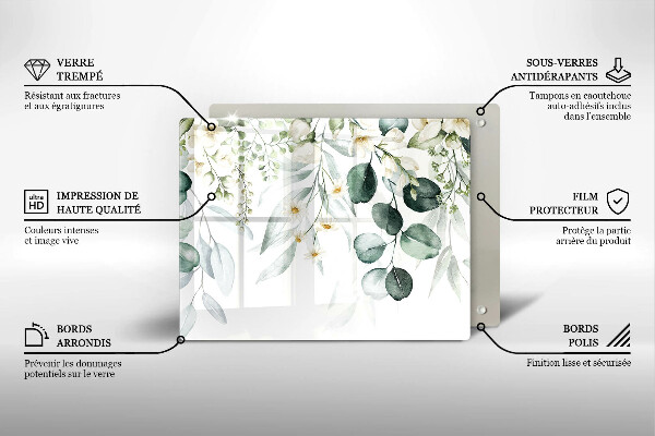 Glass worktop saver Watercolor plants