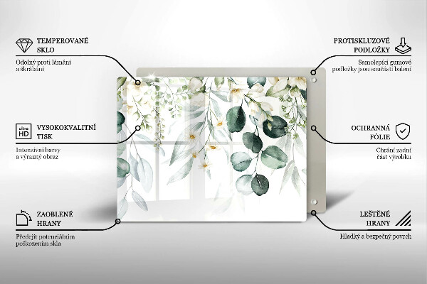 Glass worktop saver Watercolor plants