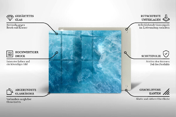 Induction hob protector Blue water