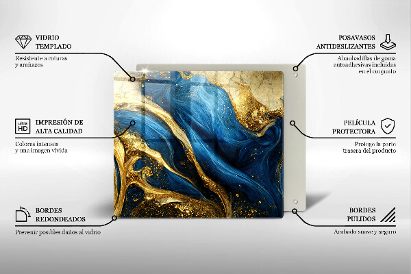 Worktop saver Blue-gold marble