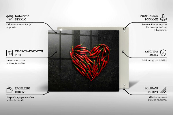 Work surface savers Chili peppers heart