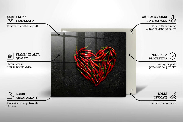 Work surface savers Chili peppers heart