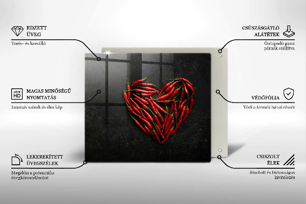 Work surface savers Chili peppers heart