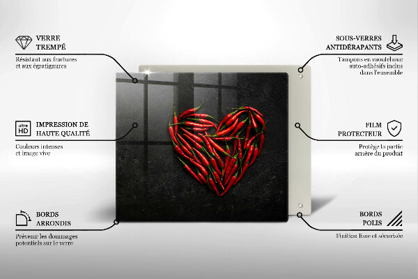 Work surface savers Chili peppers heart