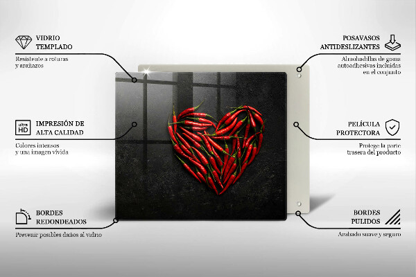 Work surface savers Chili peppers heart