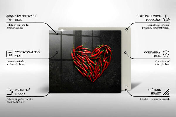 Work surface savers Chili peppers heart