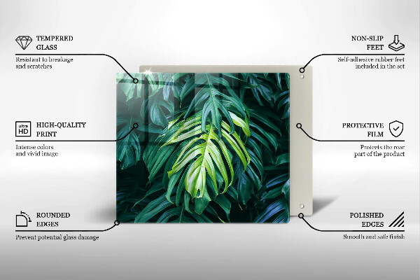 Induction hob protector Monstera wild leaves