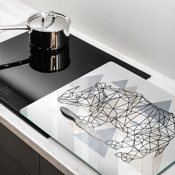 Induction hob protector Line-art rhino
