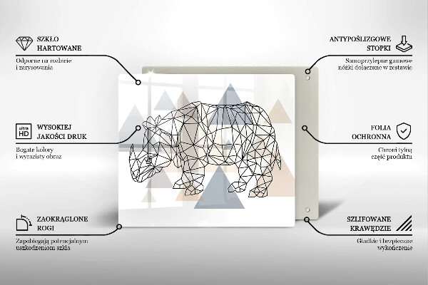 Induction hob protector Line-art rhino