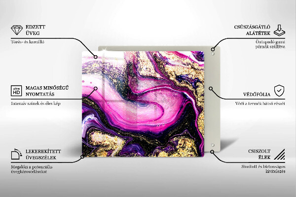 Glass worktop saver Abstraction design gold