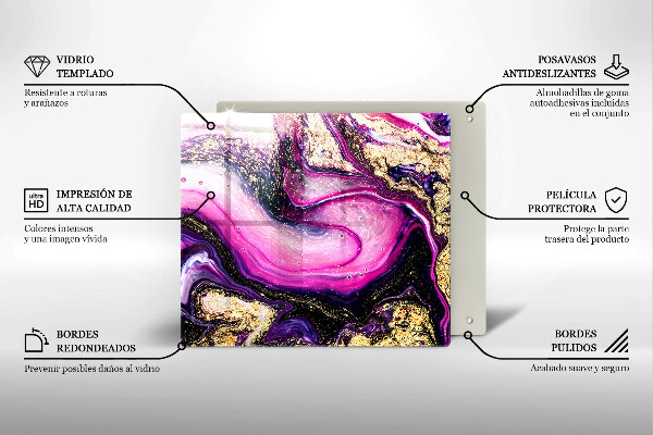 Glass worktop saver Abstraction design gold