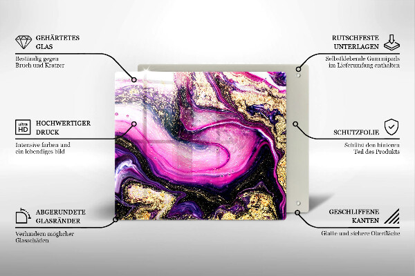 Glass worktop saver Abstraction design gold