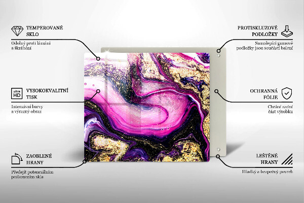 Glass worktop saver Abstraction design gold