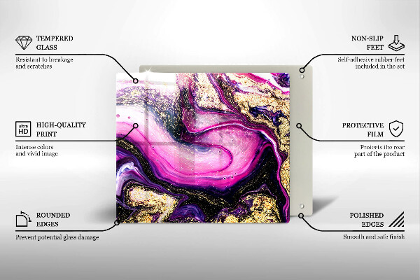 Glass worktop saver Abstraction design gold