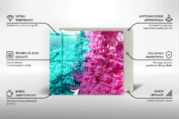 Glass worktop saver Turkos-pink smoke