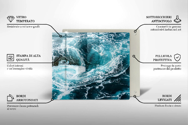 Glass worktop saver Foamed water waves