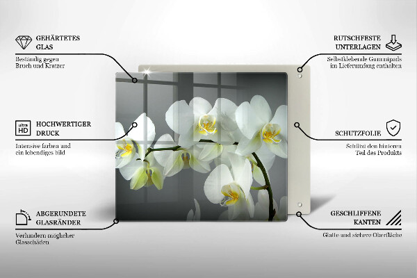 Work surface savers White orchid flowers