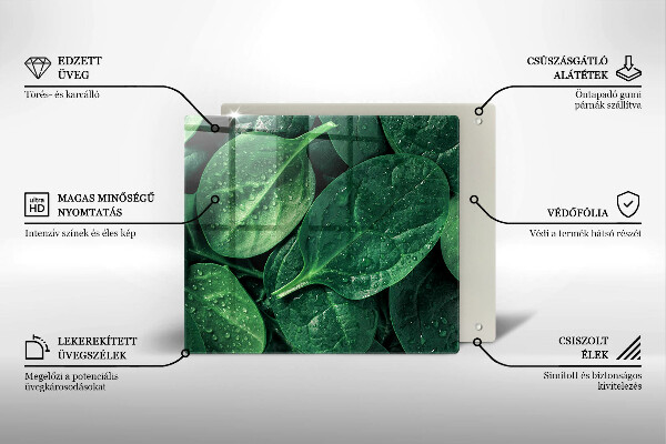 Induction hob protector Basil leaves