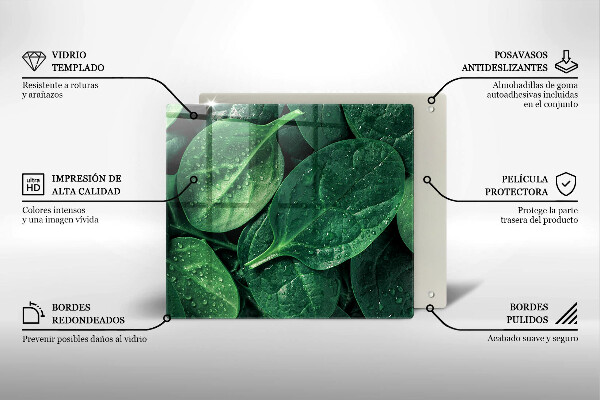 Induction hob protector Basil leaves