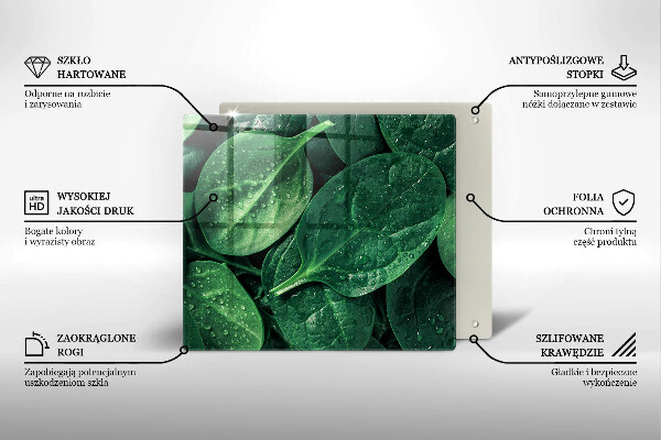 Induction hob protector Basil leaves