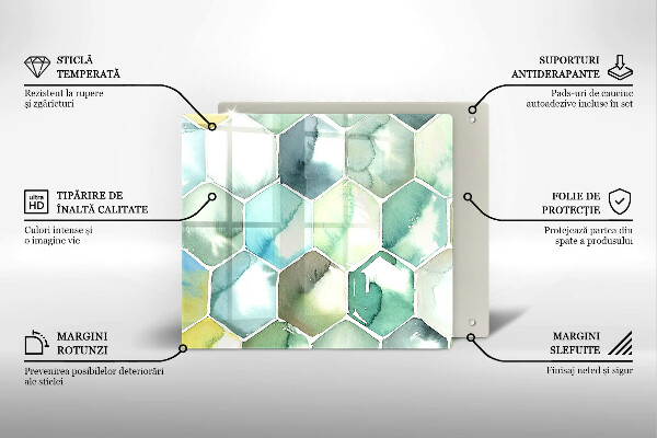 Glass worktop saver Watercolor hexagons