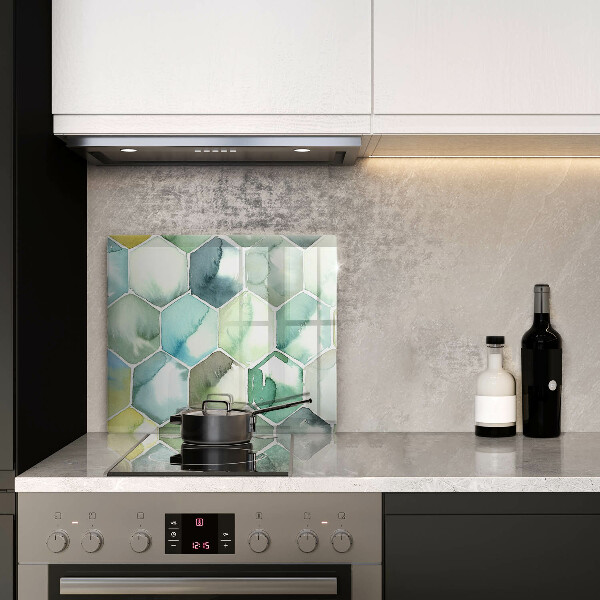 Glass worktop saver Watercolor hexagons