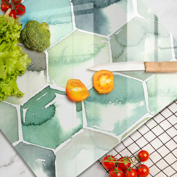 Glass worktop saver Watercolor hexagons
