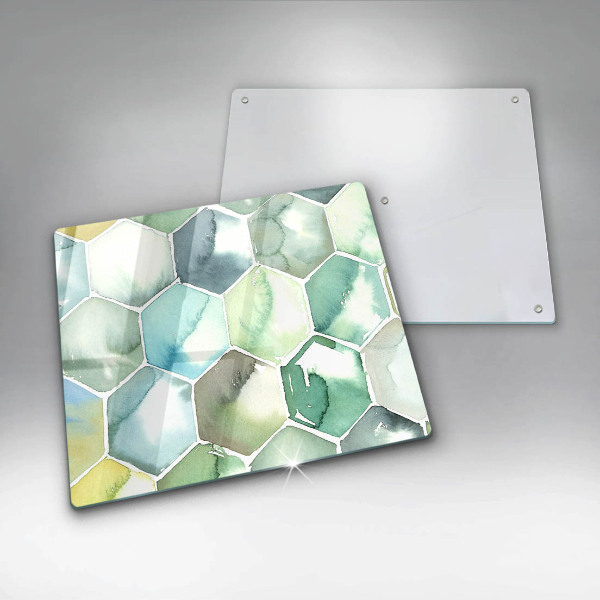 Glass worktop saver Watercolor hexagons