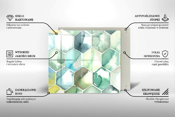 Glass worktop saver Watercolor hexagons